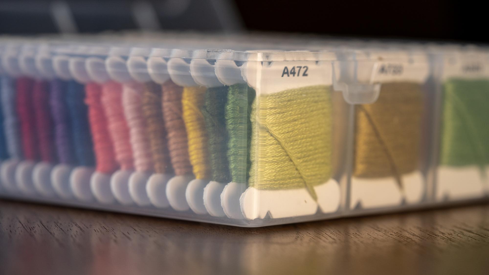 textile sample board with thread swatches